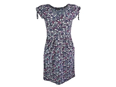 Kapsové šaty s tiskem fialových kvítků - vel.38